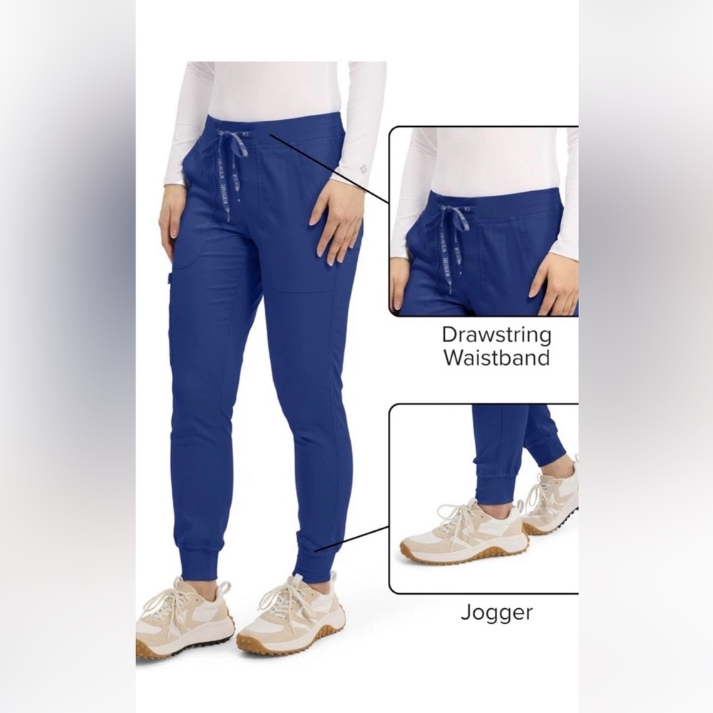Med Couture Blue Jogger Pants with Drawstring Waistband scrub pants, so XS, new